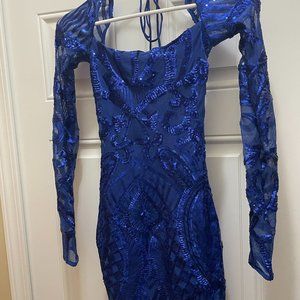 New Lucy in the Sky Dress Giuilia Sparkling Square Neck Dress in Royal Blue
